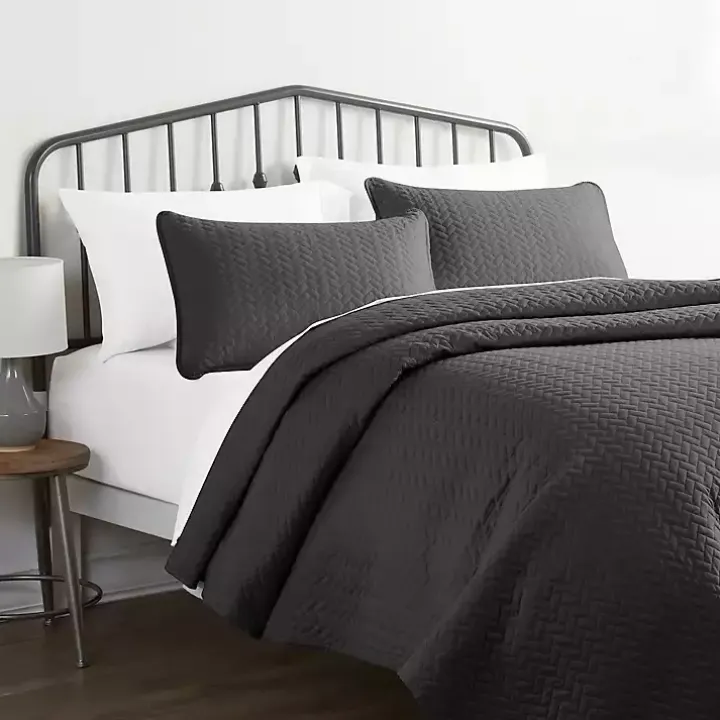 Gray Herring 3-pc. Queen Quilted Coverlet Set