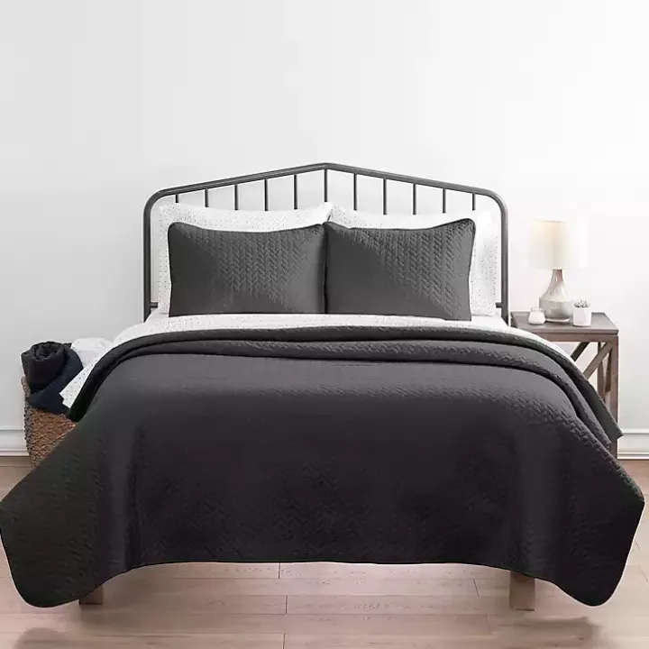 Gray Herring 3-pc. Queen Quilted Coverlet Set
