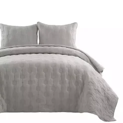 Gray Hexagon Honeycomb 3-pc. Full/Queen Quilt Set