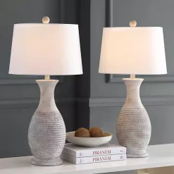 Gray Jug Base Table Lamps, Set of 2