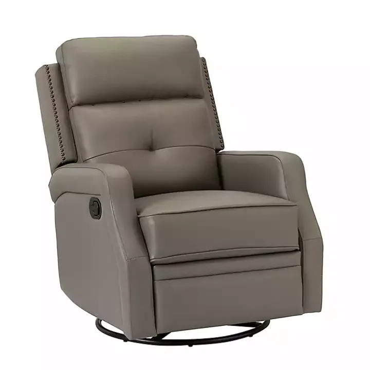 Gray Leather Swivel Rocker Recliner