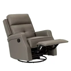 Gray Leather Swivel Rocker Recliner