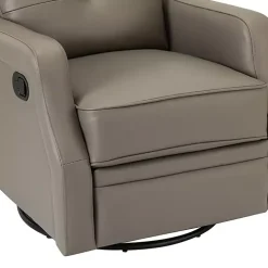 Gray Leather Swivel Rocker Recliner