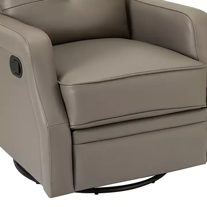 Gray Leather Swivel Rocker Recliner
