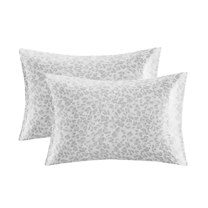 Gray Leopard Satin King 2-pc. Pillow Case Set