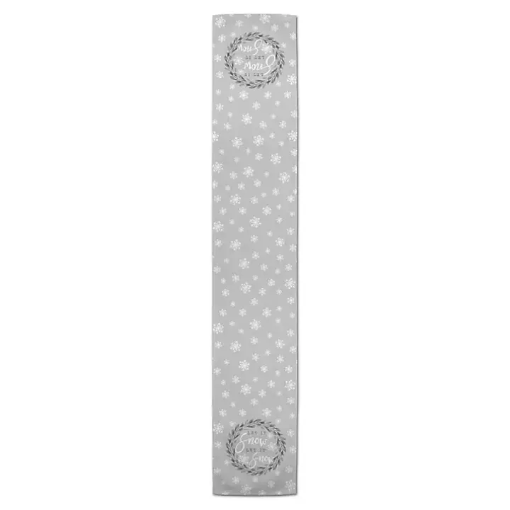 Gray Let It Snow Table Runner, 72 in.