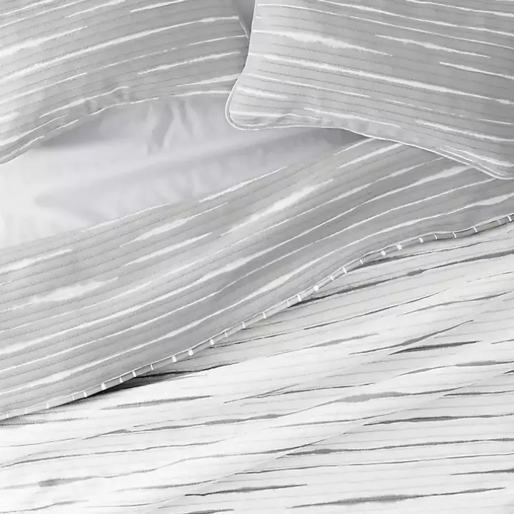 Gray Linear Reversible 3-pc. Queen Quilt Set