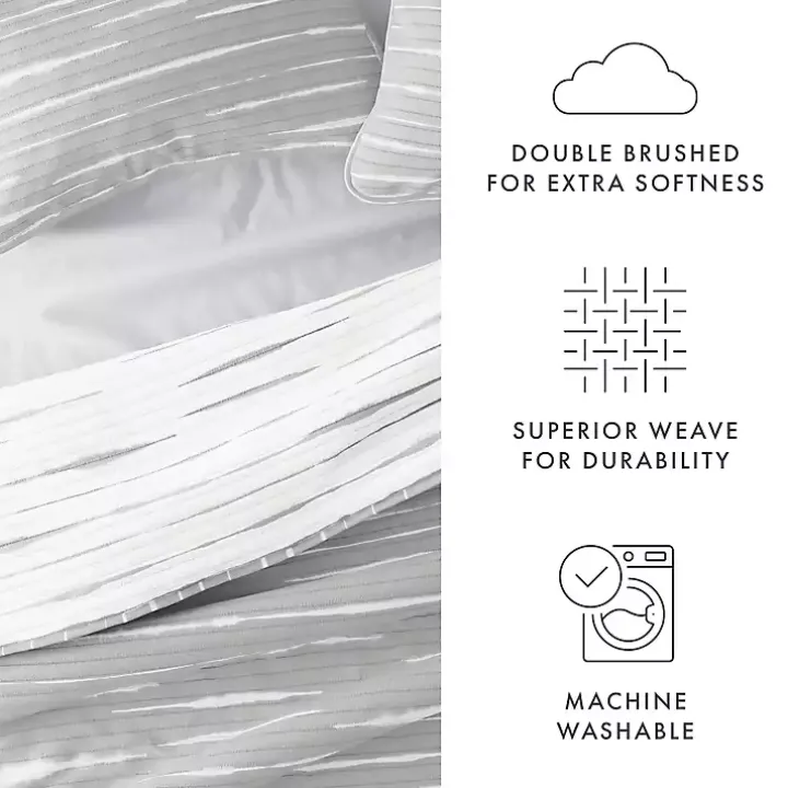 Gray Linear Reversible 3-pc. Queen Quilt Set