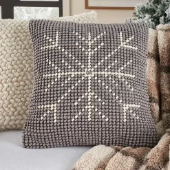 Gray Looped Snowflake Pillow