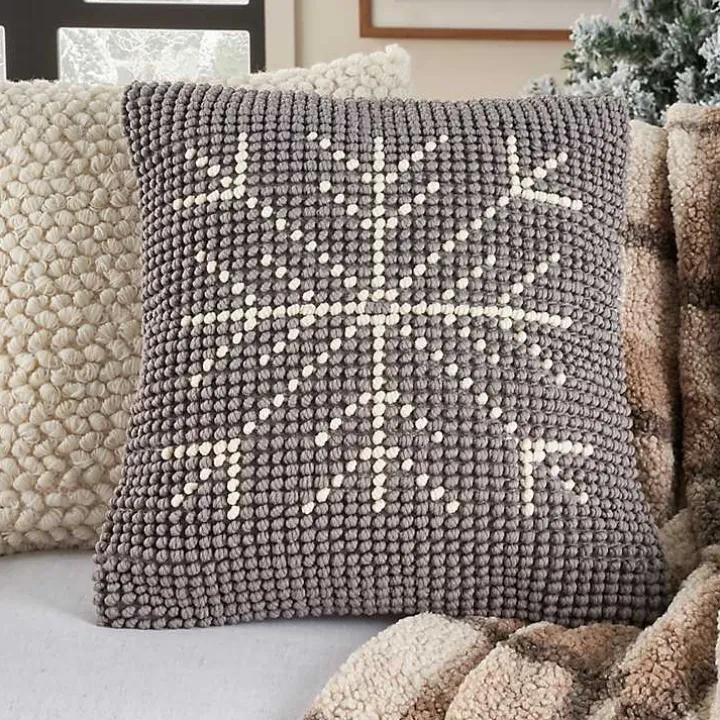 Gray Looped Snowflake Pillow