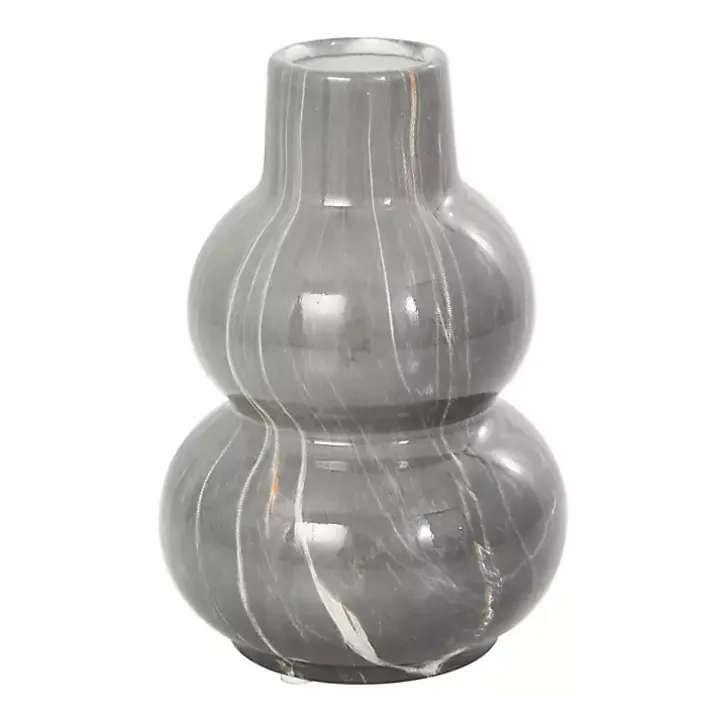 Gray Marble Finish Ceramic Vases, Set of 3