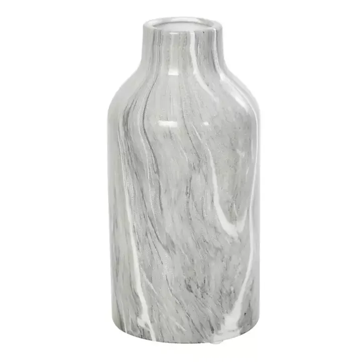 Gray Marble Finish Ceramic Vases, Set of 3