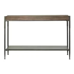 Gray Metal and Wood Console Table