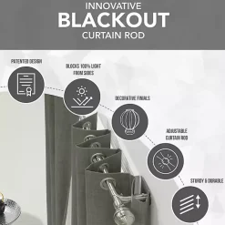 Gray Metal Blackout Finial Curtain Rod, 72 in.