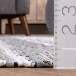 Gray Mottled Stripe Tassel Area Rug, 8x10