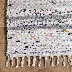 Gray Mottled Stripe Tassel Area Rug, 9x12
