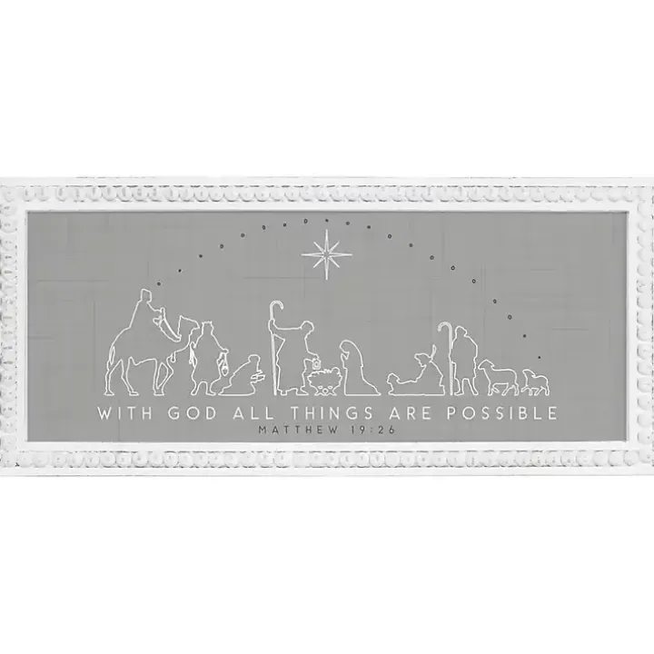 Gray Nativity Scene Wall Plaque