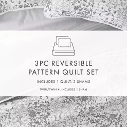 Gray Patchwork Reversible 3-pc. King Quilt Set