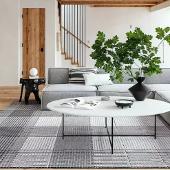 Gray Plaid Emily Henderson x RugsUSA Runner, 2x8