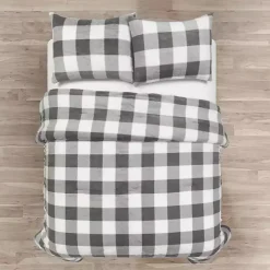 Gray Plaid Faux Fur 3-pc. King Comforter Set