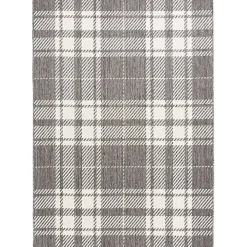 Gray Priya Plaid Indoor/Outdoor Area Rug, 5x7
