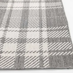 Gray Priya Plaid Indoor/Outdoor Area Rug, 5x7