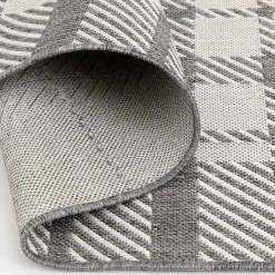 Gray Priya Plaid Indoor/Outdoor Area Rug, 5x7