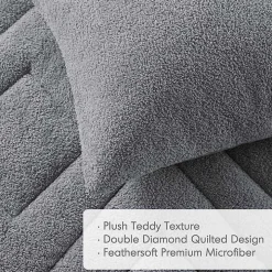 Gray Quilted Teddy 3-pc. Full/Queen Comforter Set