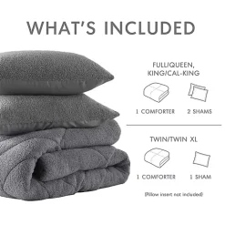 Gray Quilted Teddy 3-pc. Full/Queen Comforter Set