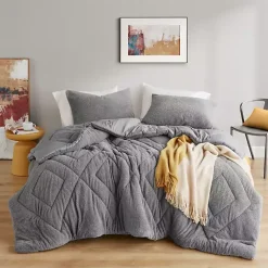 Gray Quilted Teddy 3-pc. King Comforter Set
