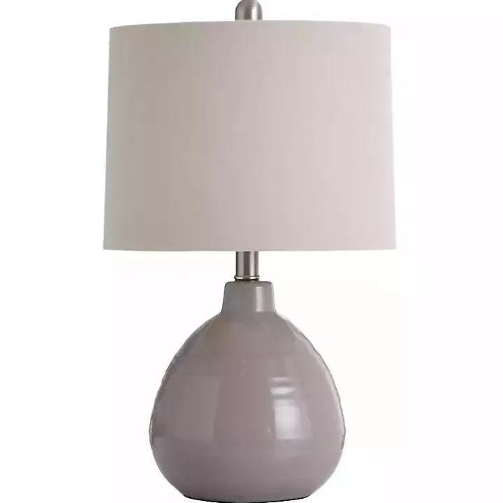 Gray Ribbed Ceramic Table Lamp