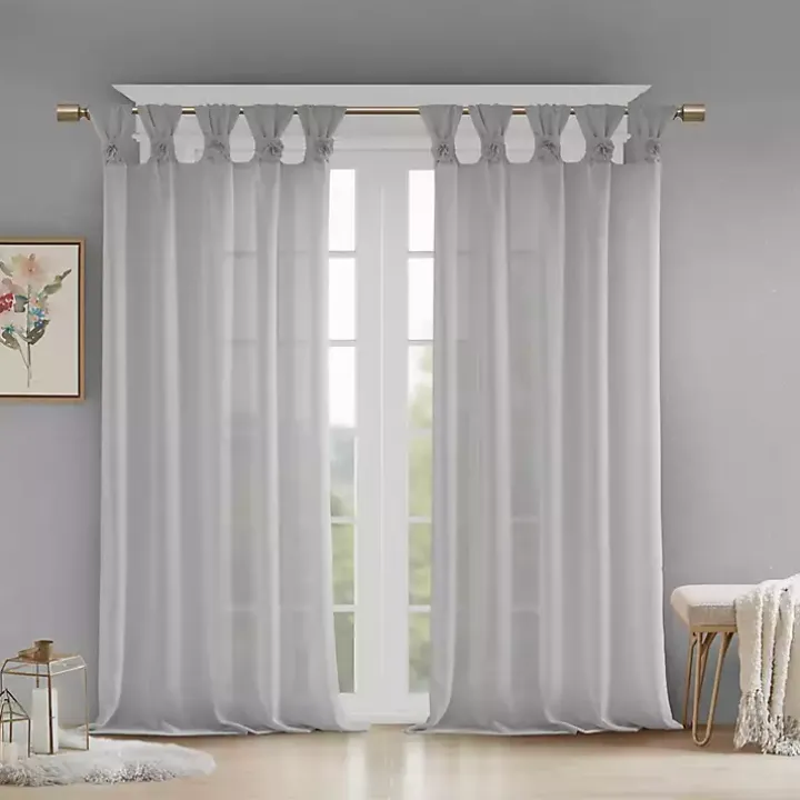 Gray Rosette Tab Top Curtain Panel, 95 in.