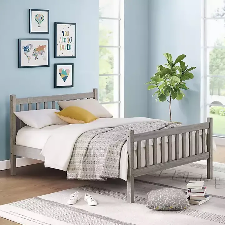 Gray Rustic Spindleback Full Bed Frame