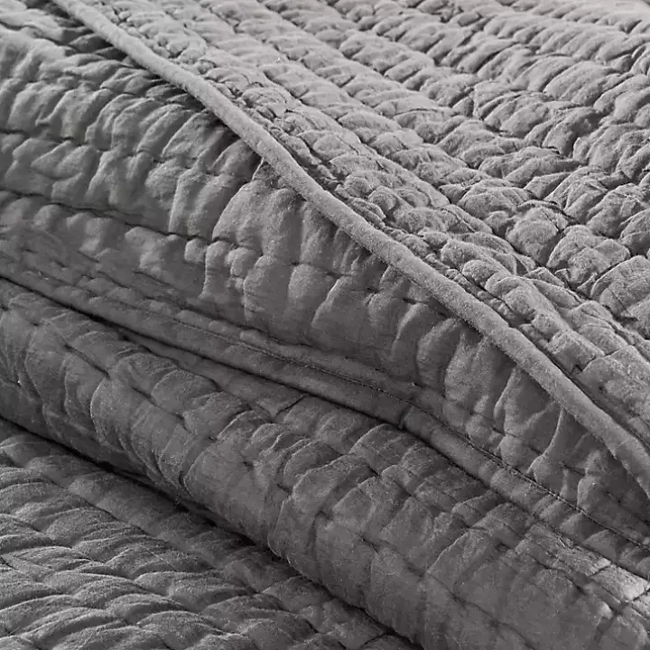 Gray Serene Quilted 3-pc. Queen Coverlet Set