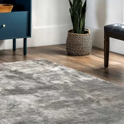 Gray Shag Washable Area Rug, 5x8