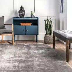 Gray Shag Washable Area Rug, 6x9