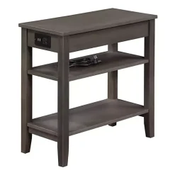 Gray 2-Shelf Charging Accent Table