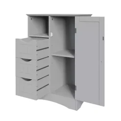 Gray Single Door 3-Drawer Cabinet