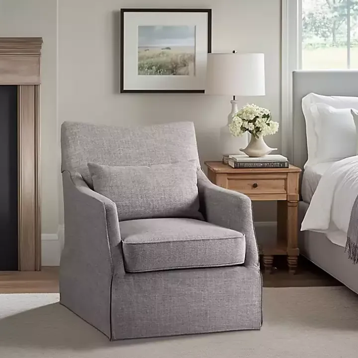Gray Skirted Swivel Martha Stewart Accent Chair