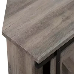 Gray Sliding Barn Doors Corner TV Stand
