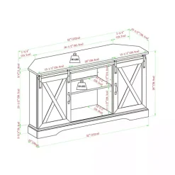 Gray Sliding Barn Doors Corner TV Stand