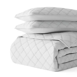 Gray Stitched Diamond 3-pc. Queen Quilt Set
