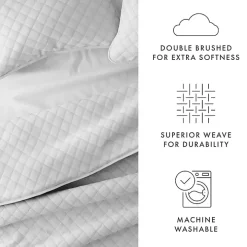 Gray Stitched Diamond 3-pc. Queen Quilt Set