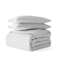 Gray Stitched Stripes 2-pc. Twin Quilt Set