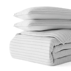 Gray Stitched Stripes 3-pc. King Quilt Set