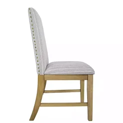 Gray Stripes Nailhead Dining Chairs, Set of 2