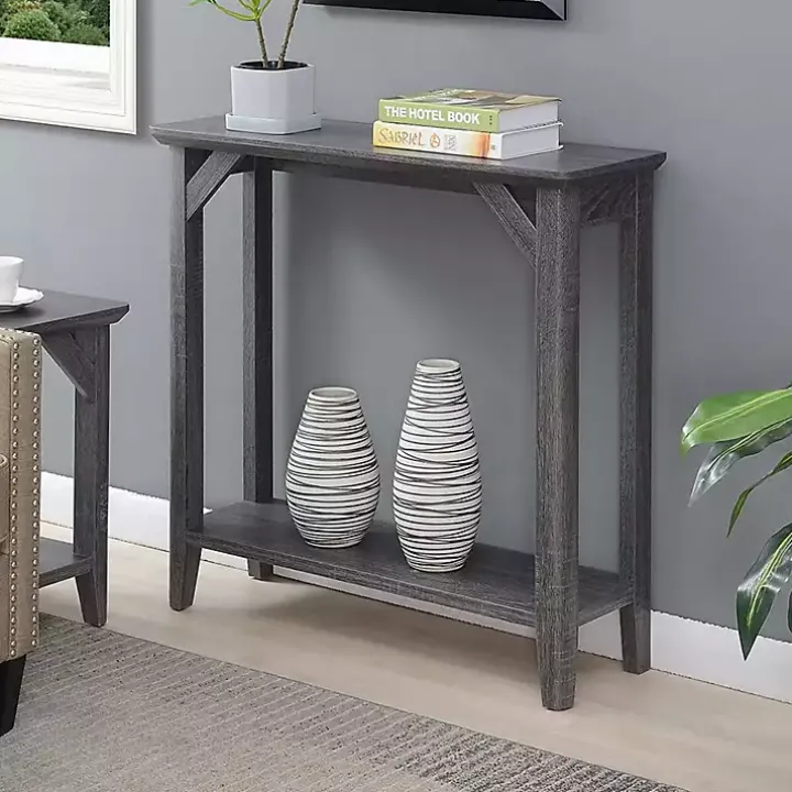 Gray Tapered Legs Rustic Console Table