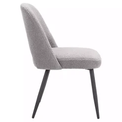 Gray Teddy Upholstered Dining Chairs, Set of 2