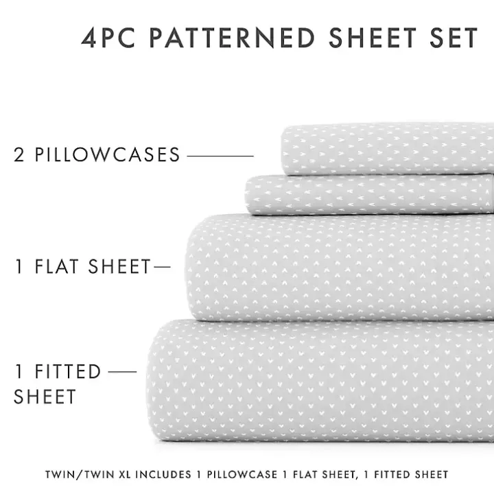 Gray Tiny Hearts 3-pc. Twin Sheet Set