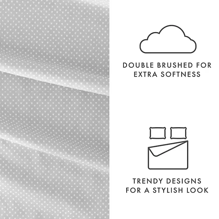 Gray Tiny Hearts 3-pc. Twin Sheet Set